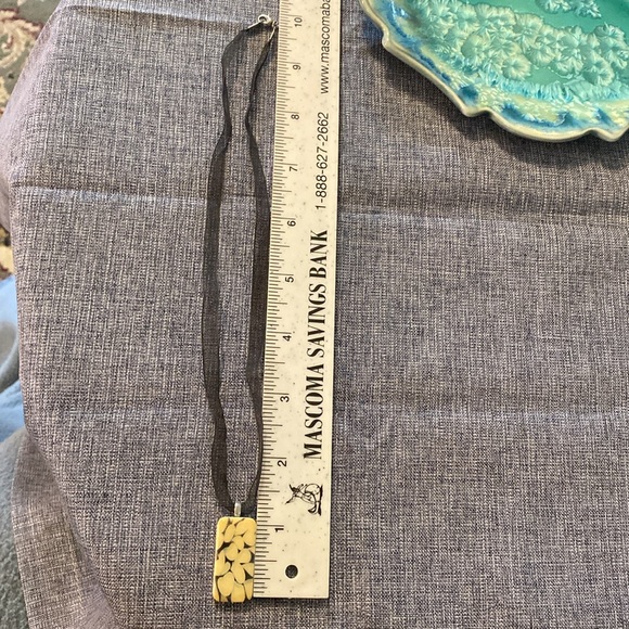 Handmade Necklace Made With A Domino Ribbon Silver Colored Hardware - Picture 11 of 13